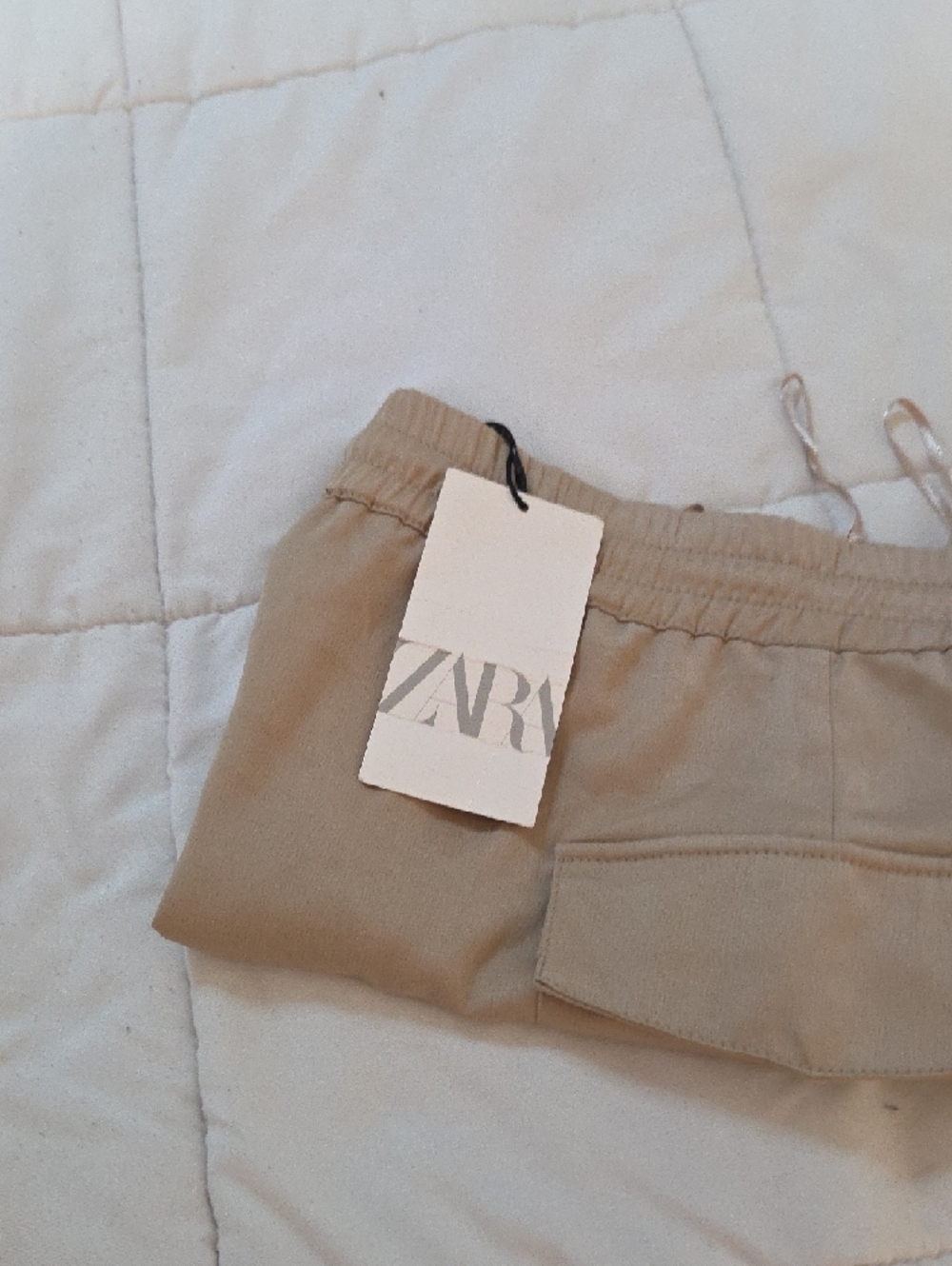 ZARA Beige Cargo Drawstring Shorts - Picture 5 of 5